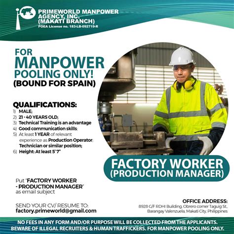 primeworld manpower agency hiring abroad|PRIMEWORLD MANPOWER AGENCY INC. .